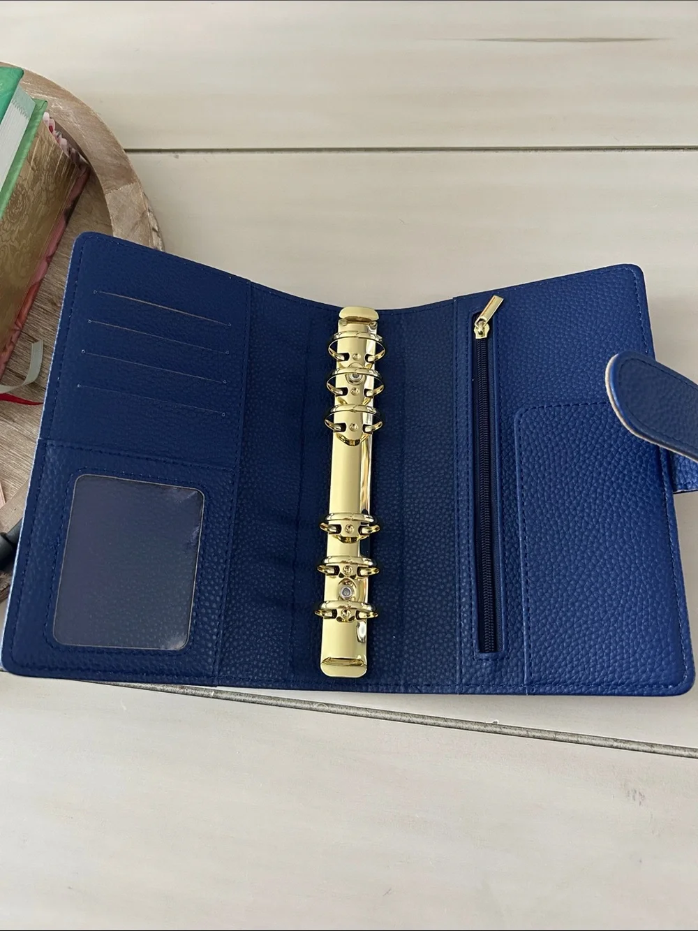 Pebbled Snap Closure A6 Binder- Royal Navy Blue